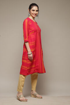 Fuschia Viscose Blend Straight Kurta image number 5